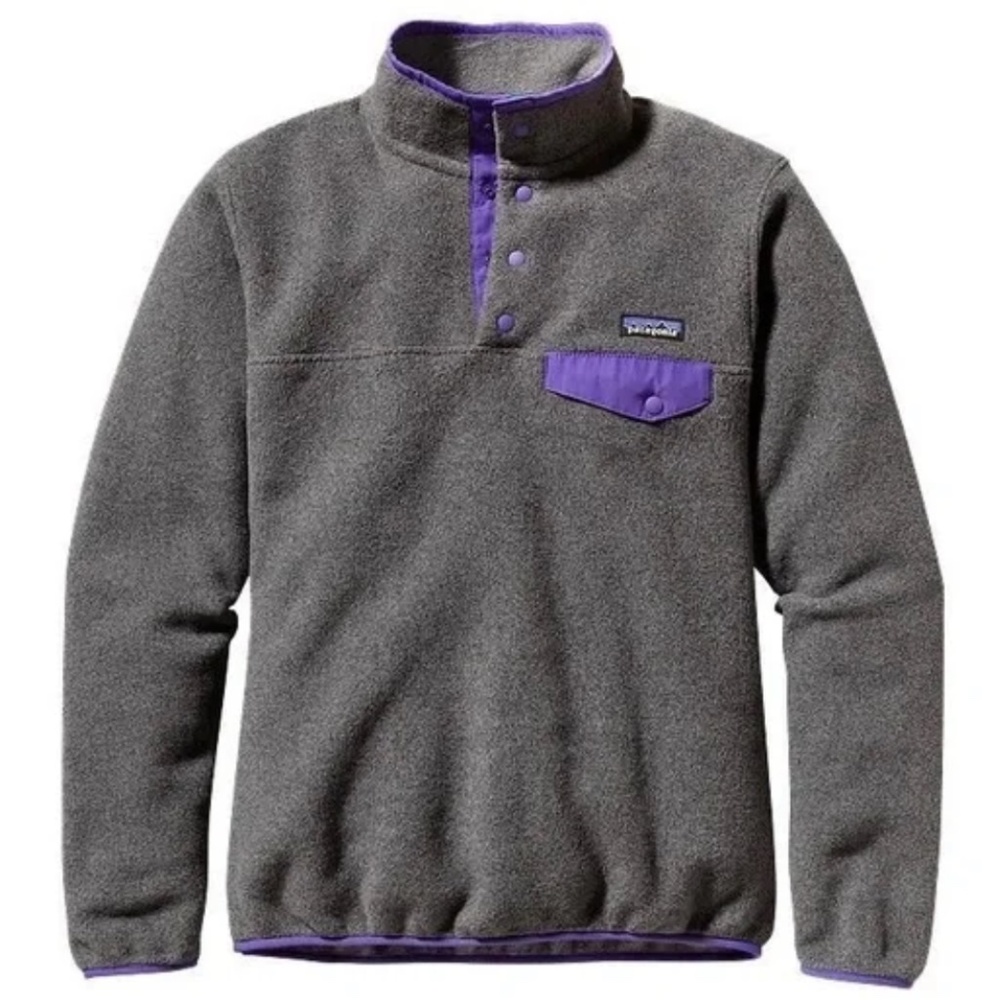 Patagonia Lightweight Synchilla Snap-T Fleece Pullover Purple Gray - Picture 3 of 3